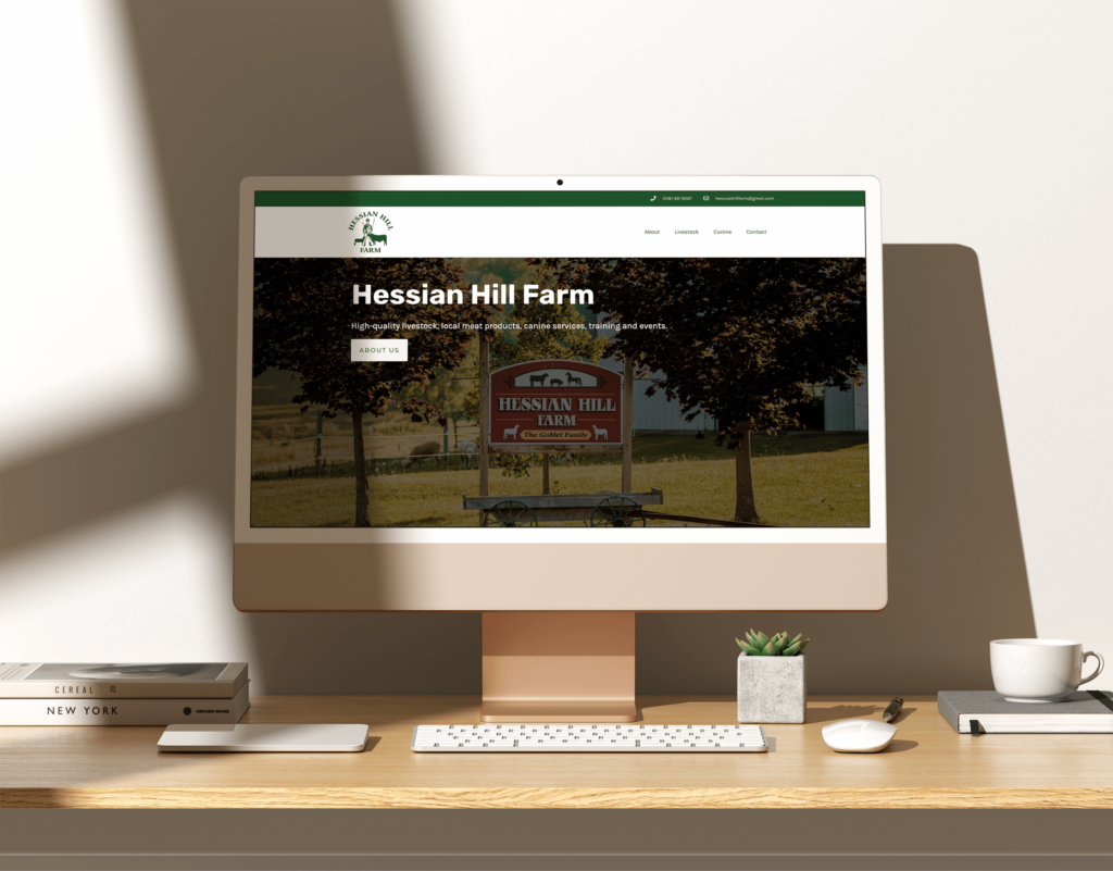 Hessian Hill Farm website mockup